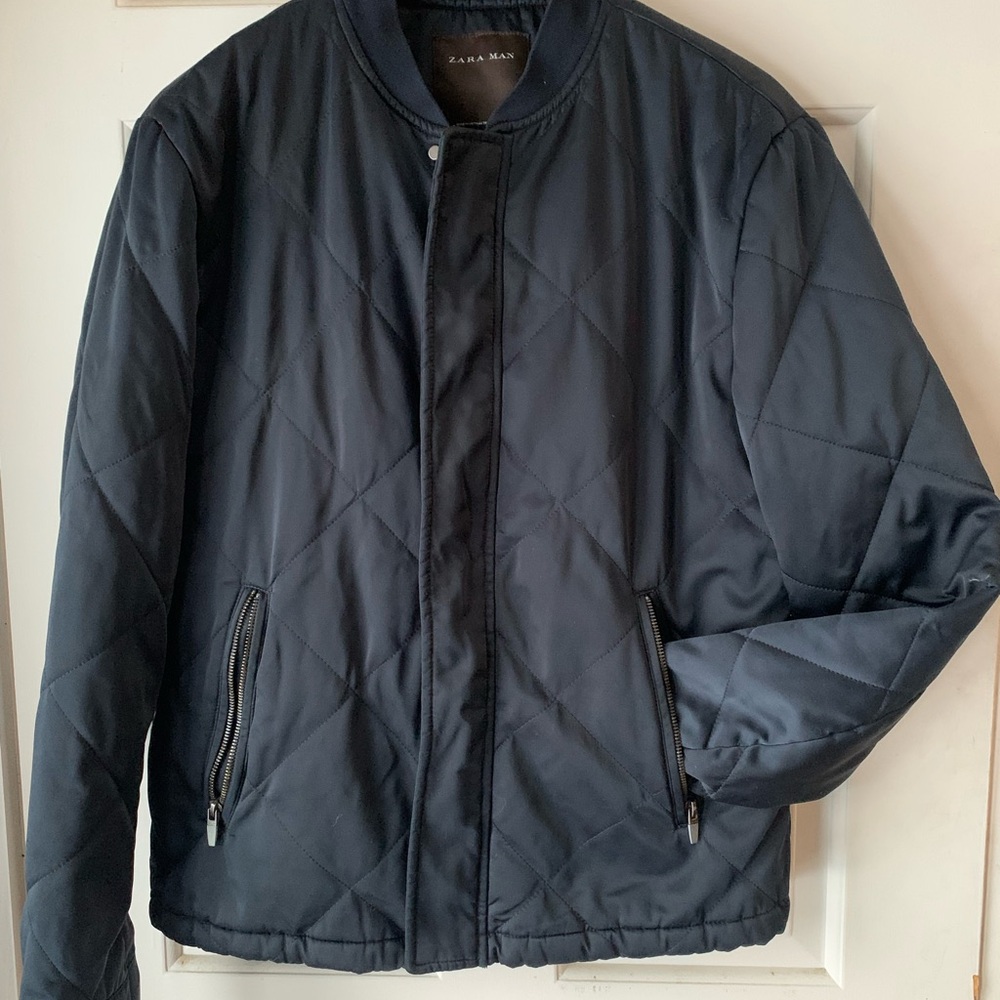 Zara Navy Quilted Puffer Jacket